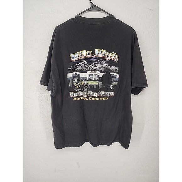 Vintage 2001 Harley Davidson Motor Cycles Aurora Colorado Black T Shirt Size XL - Picture 5 of 6